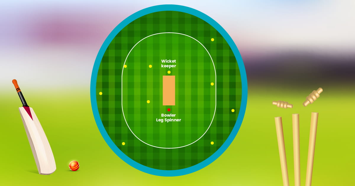 Cricket field placement strategy board showing spin bowling plan