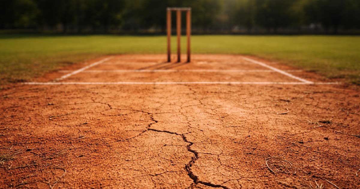 Red Soil pitch texture at Wankhede Stadium Mumbai showing dry surface