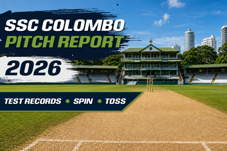 Sinhalese Sports Club Ground Pitch Report showing the Colombo Test pitch in 2026